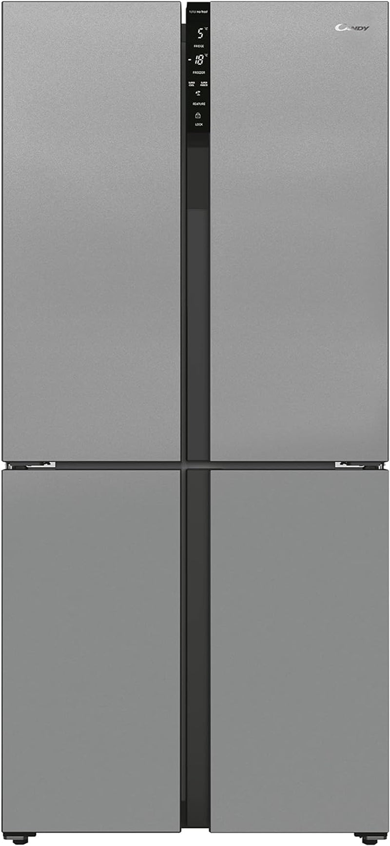 CSC818FX Réfrigérateur Combiné - Pose Libre, 436L (Réfrigérateur 288L + Congélateur 148L), 4 Portes, No Frost, Gris, Classe F