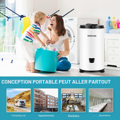 Essoreuse Grande Capacité 6 Kg Séchoir Rotatif 2800 Tr/Min Spin Dryer Énergétique Et Économie D'Énergie Blanc