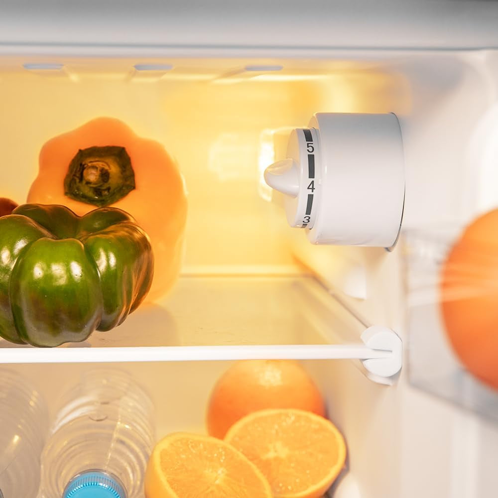 Mini Frigo Réfrigérateur Rétro Bolero Coolmarket 2D Origin 85 Noir. Capacité De 85L, LED Intérieur, Poignée Chromée, Plateaux En Verre, Contrôle De Température Et Tiroir À Légumes