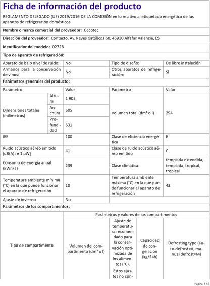 Réfrigérateur Combiné Rétro À Deux Portes 294 L Bolero Coolmarket Combi Origin 294 Bleu. Hauteur 190 Cm Et Largeur 60 Cm, No Frost Total, Refroidissement Multiple, Ultra Fresh