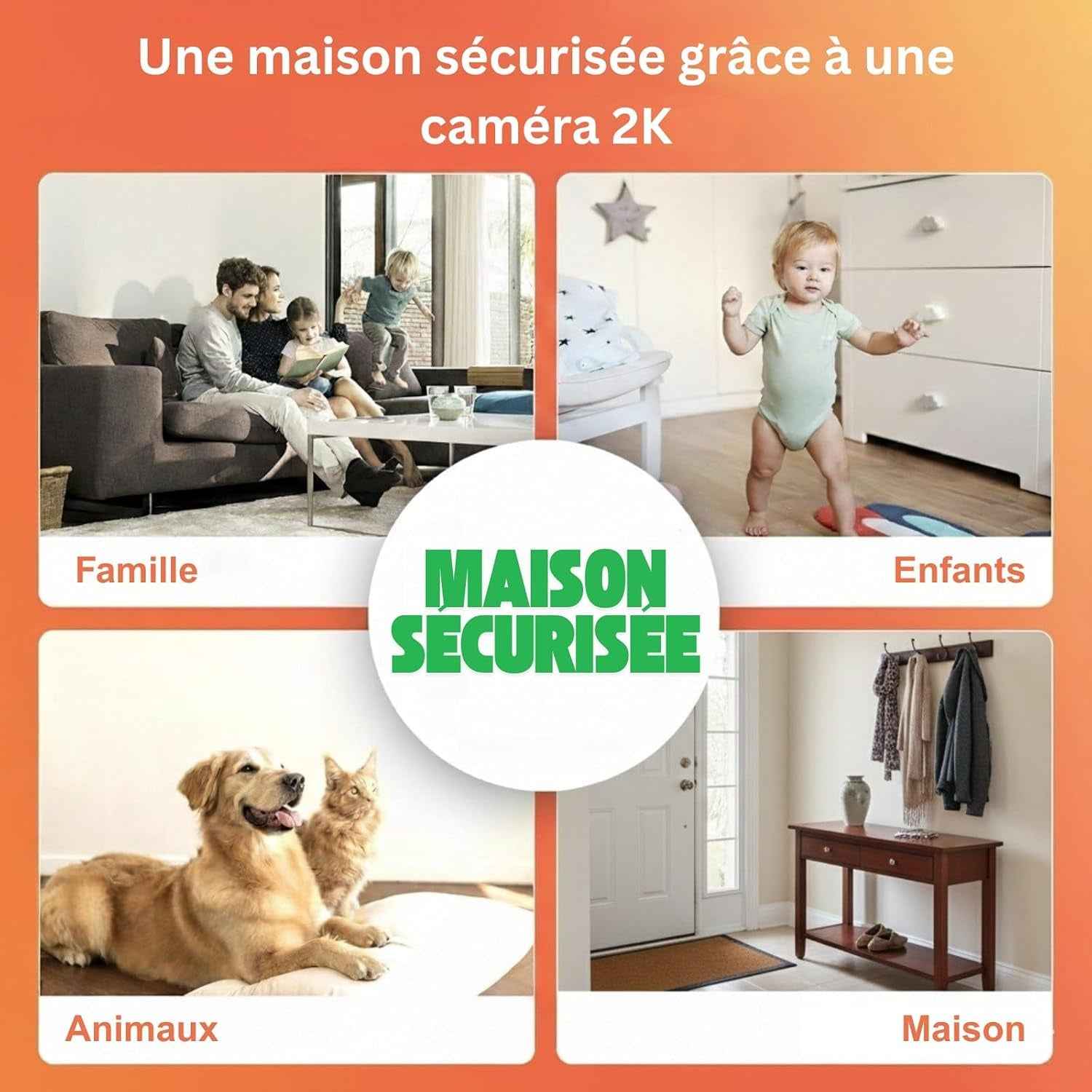 MW8 Caméra Espion Wifi 2K Ultra HD Camera Sans Fil, 5000Mah Batterie, Détection De Mouvement Intelligente, Alarme Sur Téléphone Portable, Vision Nocturne, Alarme Par E-Mail,Noir