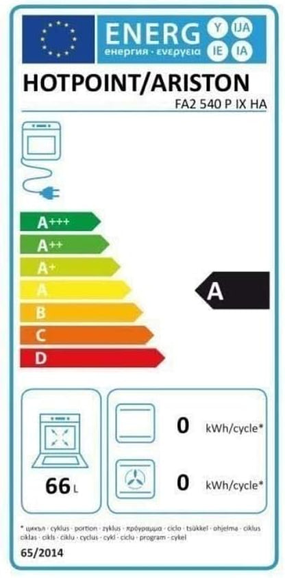 Four Encastrable Pyrolyse Hotpoint Ariston FA2540PIXHA - Four Multifonction Chaleur Tournante Ou Pulsée / 66 Litres / Classe a / Inox / Porte Froide (4 Vitres)