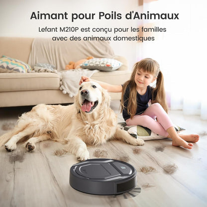 Aspirateur Robot, Mince Silencieux Connecté Wifi/Bluetooth/Alexa/App, 6 Modes De Nettoyage, Auto-Charge, 120Min D'Autonomie, Idéal Pour Poils D'Animaux Sols Tapis, M210P Girs