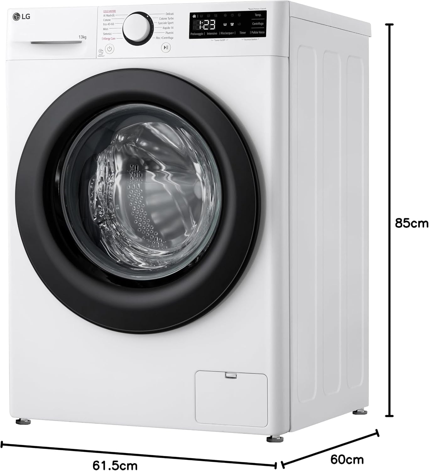 AI DD F4R3013NSWB Machine À Laver Classe a -10%, Charge Avant Série R3, Machine À Laver 13Kg, 1400 Tours, Aiwash, Lavage À La Vapeur, Moteur Direct Drive, Smart Diagnosis, Comptoir, Blanc