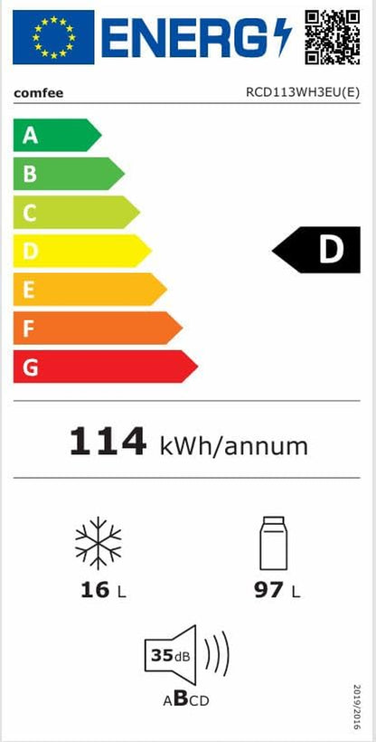 113L Petit Frigo, Réfrigérateur Congelateur Avec Tiroir, Blanc | Combiné Compact, Inverter 35Db, Congélateur 4 Étoiles, Parfait Pour Studio, Chambre Ou Bureau