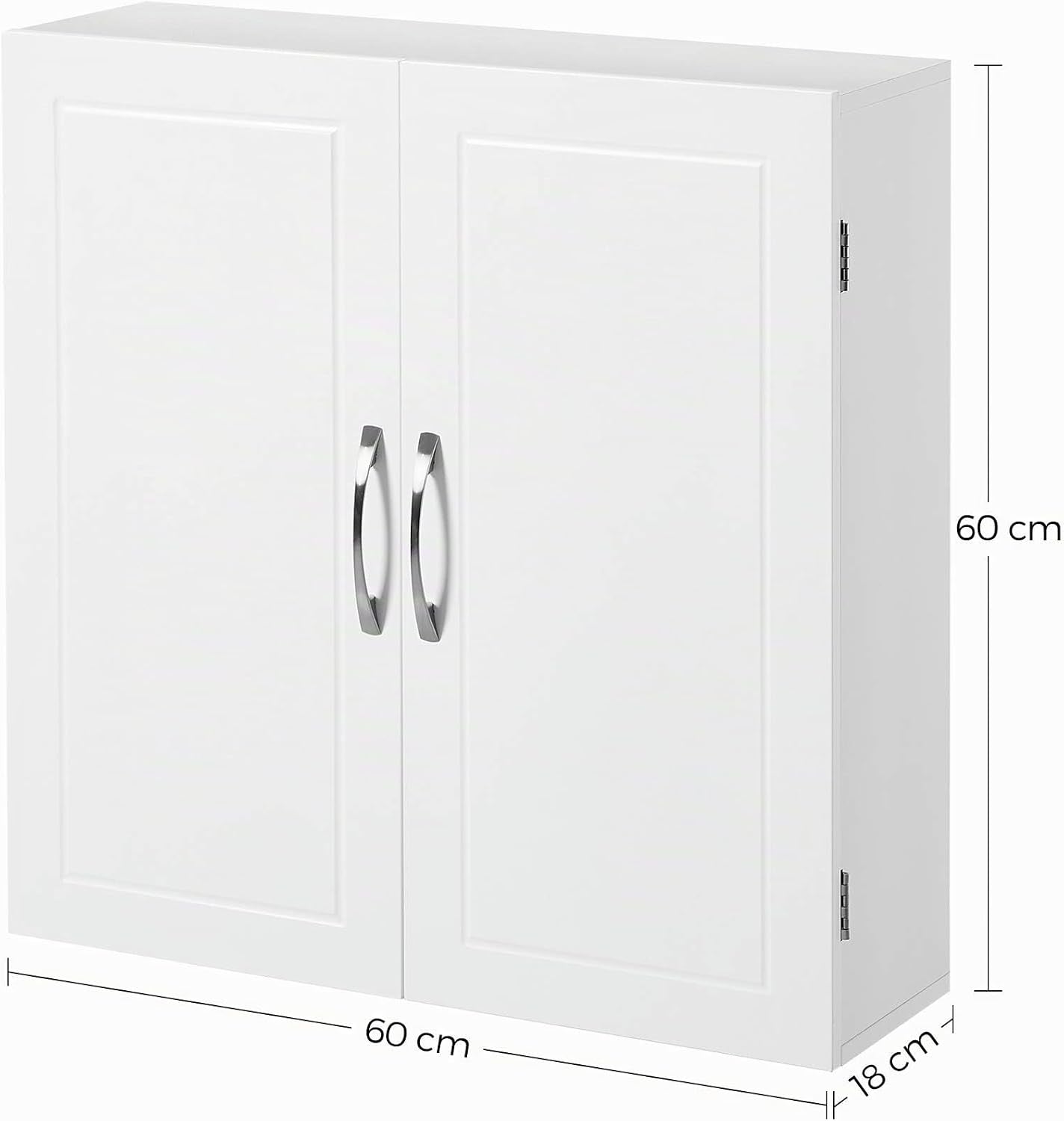 Armoire Murale Pour Salle De Bain, Placard De Rangement Mural Pour Salle De Bain, 18 X 60 X 60 Cm, Armoire À Pharmacie Avec Étagères Réglables, Blanc Nuage BBC320W01