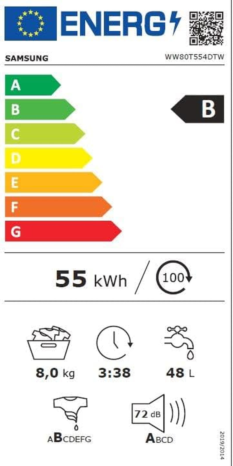 Lave Linge Frontal WW80T554DTWS3