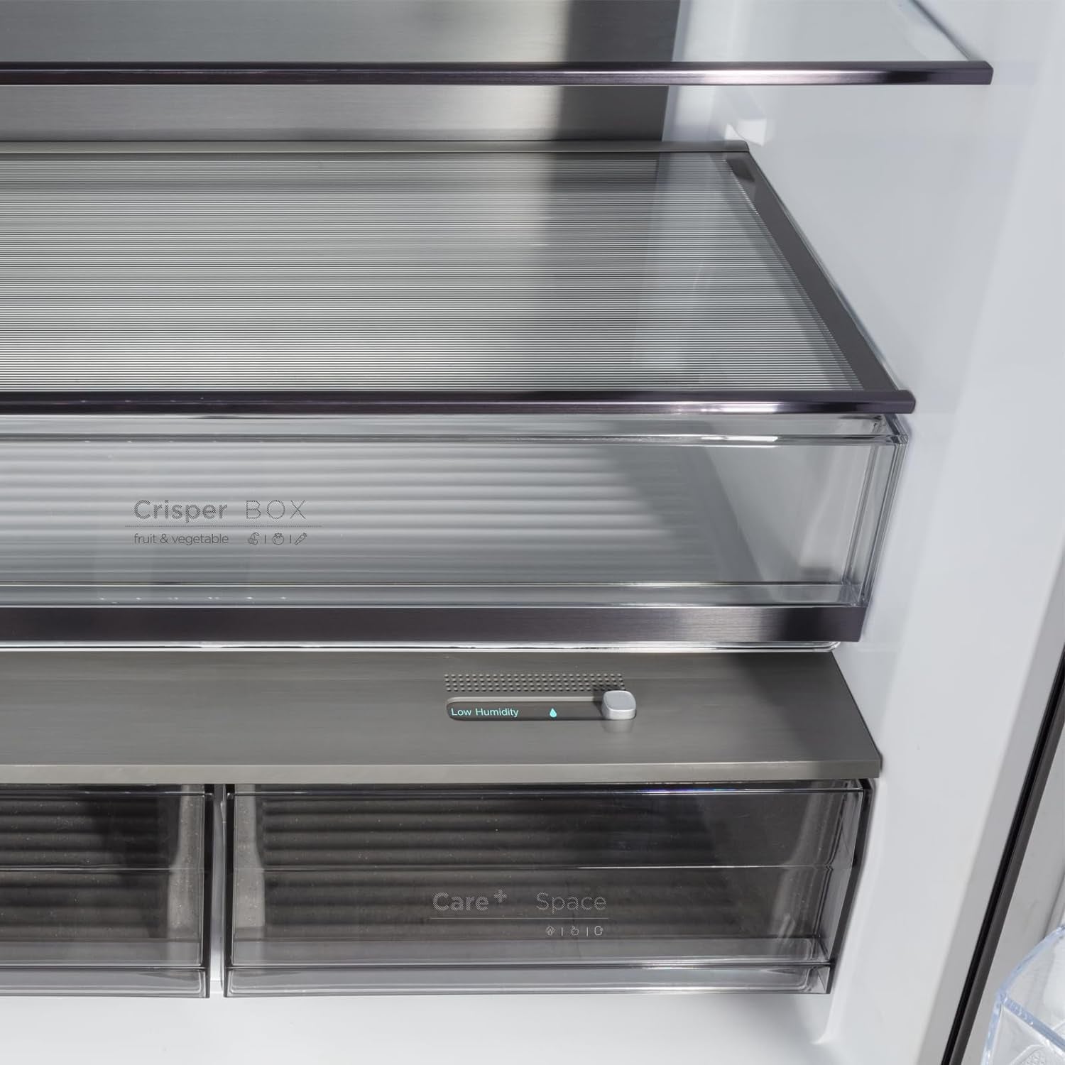 Réfrigérateur Américain Multiportes, Hauteur 182Cm, Profondeur 63Cm, Capacité Totale 415L, Température Care+, Contrôle De L'Humidité, Compresseur Smart Inverter, Inox Foncé, CCD415NEI4E