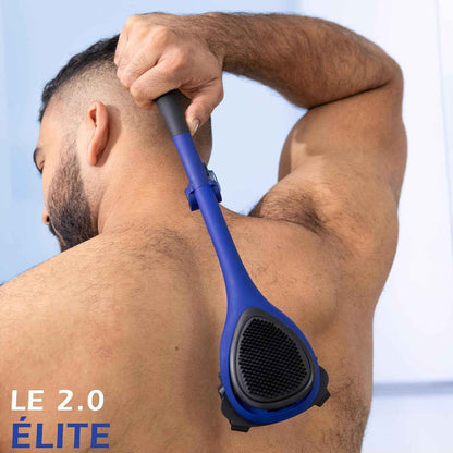 2.0 Elite - Rasoir De Dos Et Corps Pour Homme - 3 Lames Technologie Dryglide, Rasage Humide Ou Sec + Lames Rasoir Supplémentaires, Pinceau De Nettoyage - Poignée Ergonomique - Épilation Dos