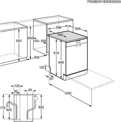 FFB63700PM Lave-Vaisselle - Pose Libre, Proclean, 60 Cm, 15 Couverts, Acier Inoxydable, Classe D