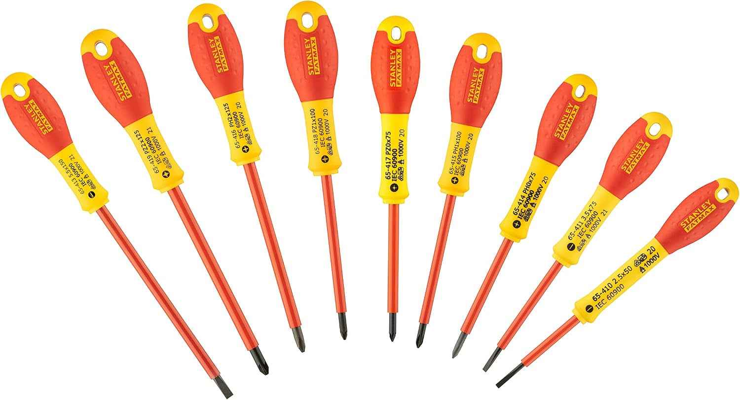 Juego De Destornilladores De Electricista Aislados FATMAX® De 10 Piezas Plana/Pozidrivee/Phillips Pour Pros Et Bricoleurs, Fixation Fiable, Norme Technique
