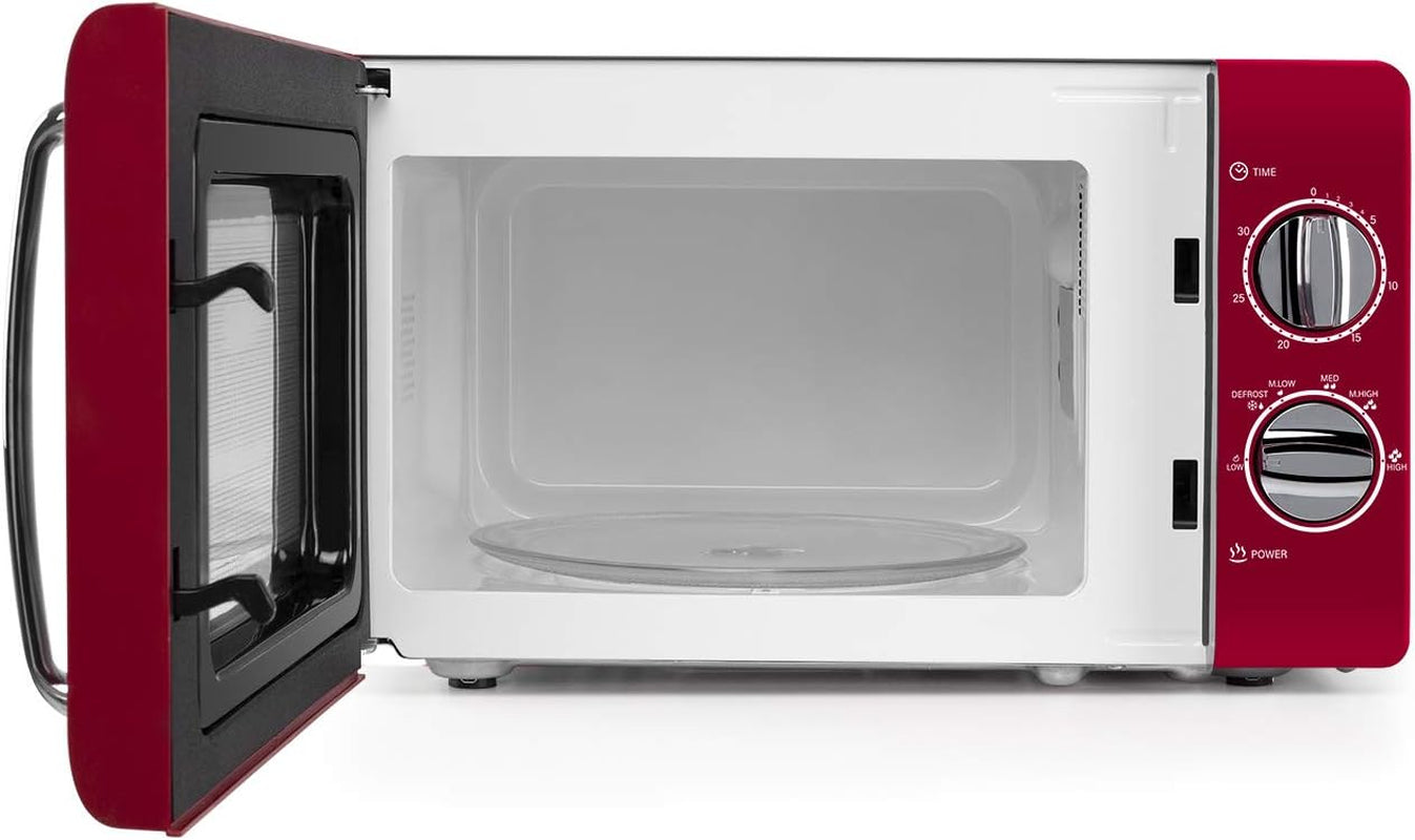 MI2020 Four À Micro-Ondes, 20 L De Capacité, 6 Niveaux De Fonctionnement, Minuterie Jusqu’À 30 Min, Modèle Vintage, 700 W, Acier, Rouge