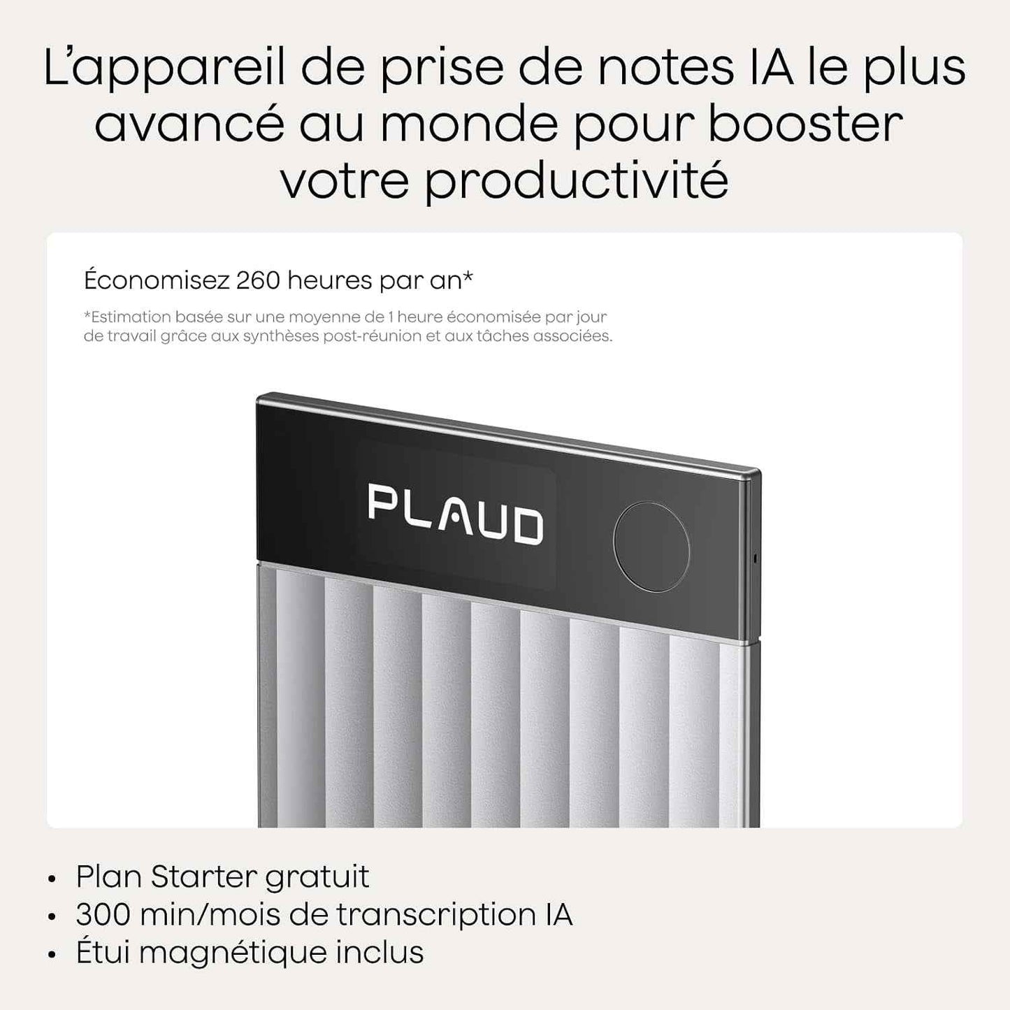 Note Pro Enregistreur Vocal IA Dictaphone Avec Transcription Argent | RéSumé IA Saisie Multimodale Jusqu’À 50H D’Enregistrement Teams ConçU Pour ConféRences RéUnions Appels ÉTui Inclus