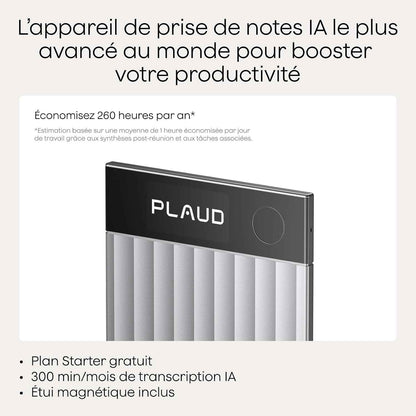 Note Pro Enregistreur Vocal IA Dictaphone Avec Transcription Argent | RéSumé IA Saisie Multimodale Jusqu’À 50H D’Enregistrement Teams ConçU Pour ConféRences RéUnions Appels ÉTui Inclus
