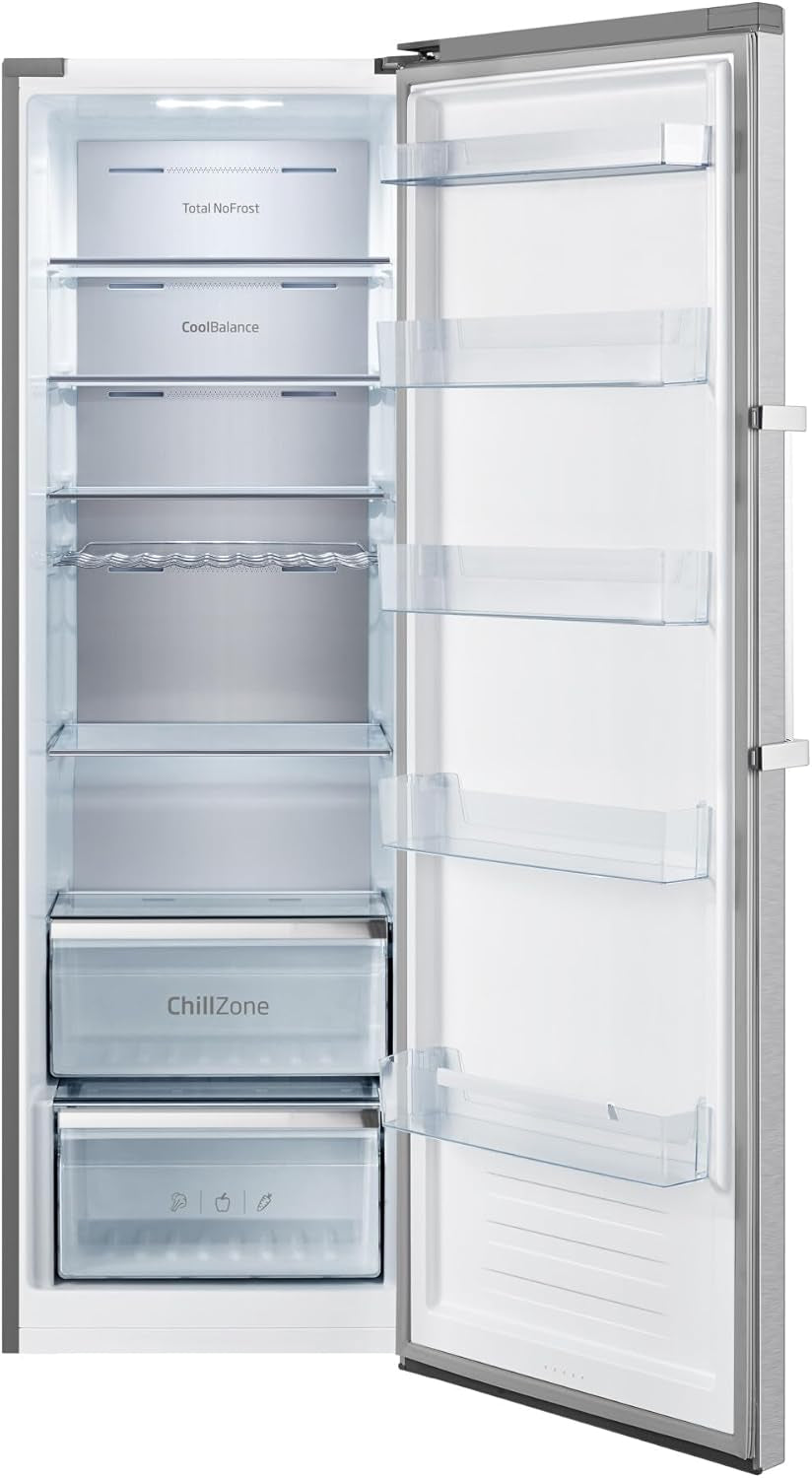 Amica VKS 358 150 E Vollraum-Kühlschrank, 60 Cm Breit, 370L, Holiday-Schaltung, Nofrost, Edelstahloptik