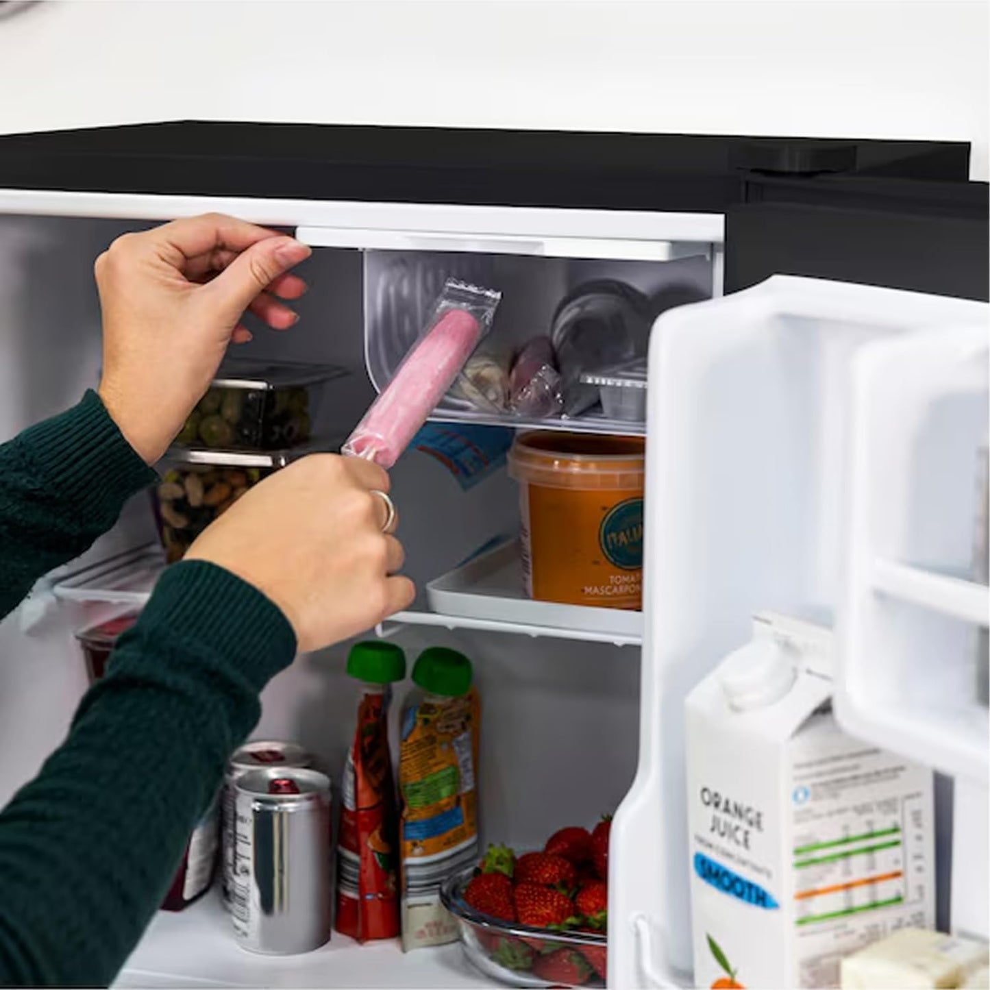 Minifrigo Bar Pour Chambre Ou Bureau 48L Et Congélateur De 5L Avec Lumière LED Et Température Réglable 0°/10°C – Consommation Énergétique Réduite 85 W Étagère Pratique Pour Boissons Et Porte