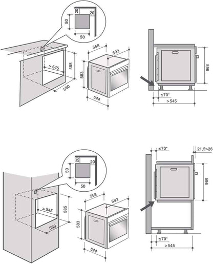 Four Encastrable Pyrolyse  DOP7350A - Four Multifonction Chaleur Tournante Ou Pulsée / 73 Litres / Classe A+ / Anthracite / Rails Télescopiques / Porte Froide (4 Vitres)