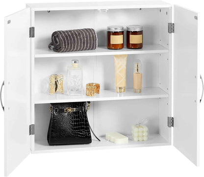 Armoire Murale Pour Salle De Bain, Placard De Rangement Mural Pour Salle De Bain, 18 X 60 X 60 Cm, Armoire À Pharmacie Avec Étagères Réglables, Blanc Nuage BBC320W01