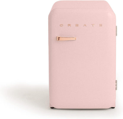 / RETRO FRIDGE 83.5 ROSE Gold/Réfrigérateur Rose Avec Poignée or Rose/Pratique Et Fonctionnel, Matériaux Résistants