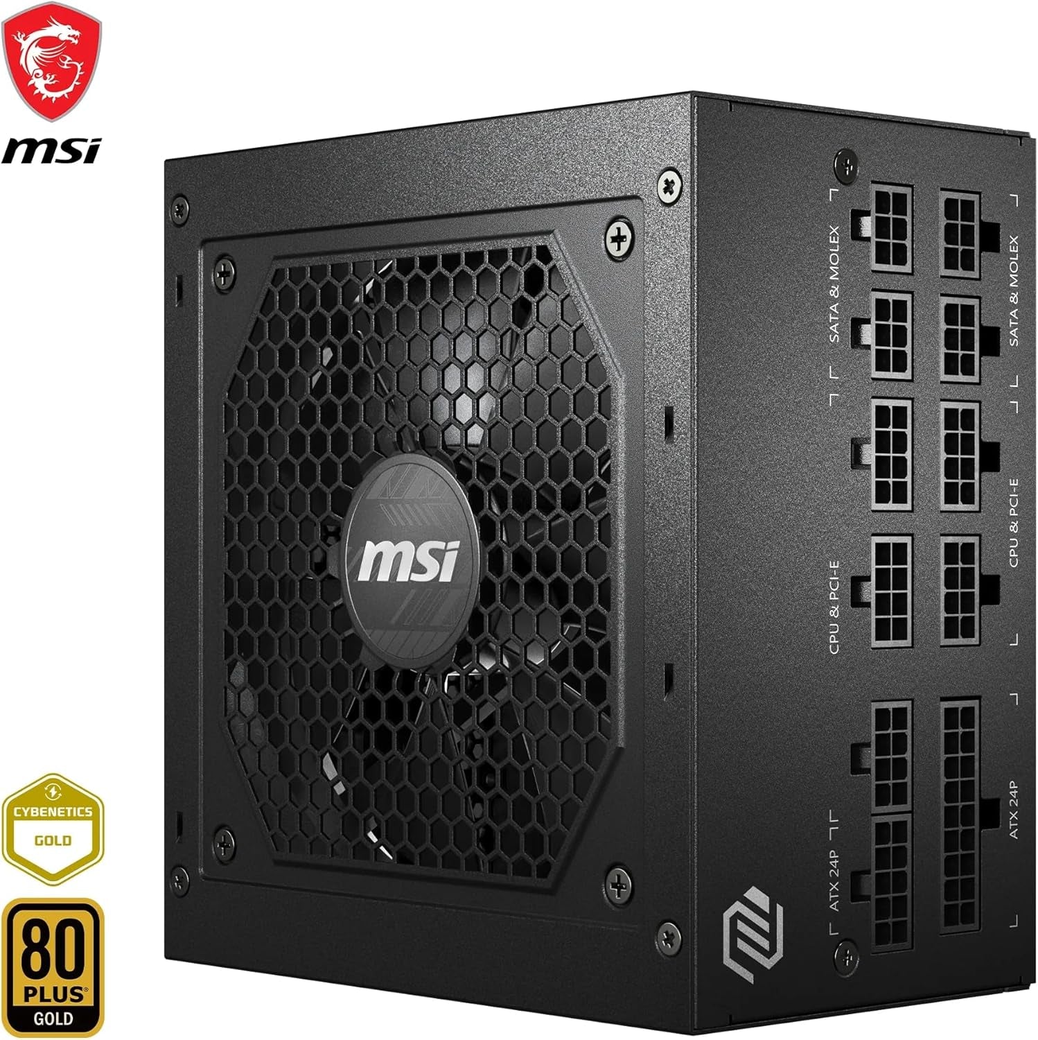 MSI MAG A650GL Alimentation Modulaire ATX, 80 plus Gold | 650W, Ventilateur FDB 120 Mm À Roulement Hydrodynamique, Full-Bridge LLC, Câbles Plats Noirs, Garantie 7 Ans