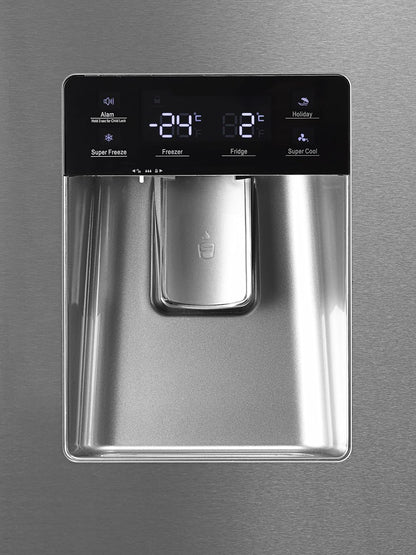 HISENSE Mkgnf536 ED Réfrigérateur/Congélateur/A + +/177,4 Cm Hauteur/322 Kwh/An/417 L Refroidissement Partie/119 L Partie Congélateur/Distributeur D'Eau/Réglage De La Température Séparés/Inox