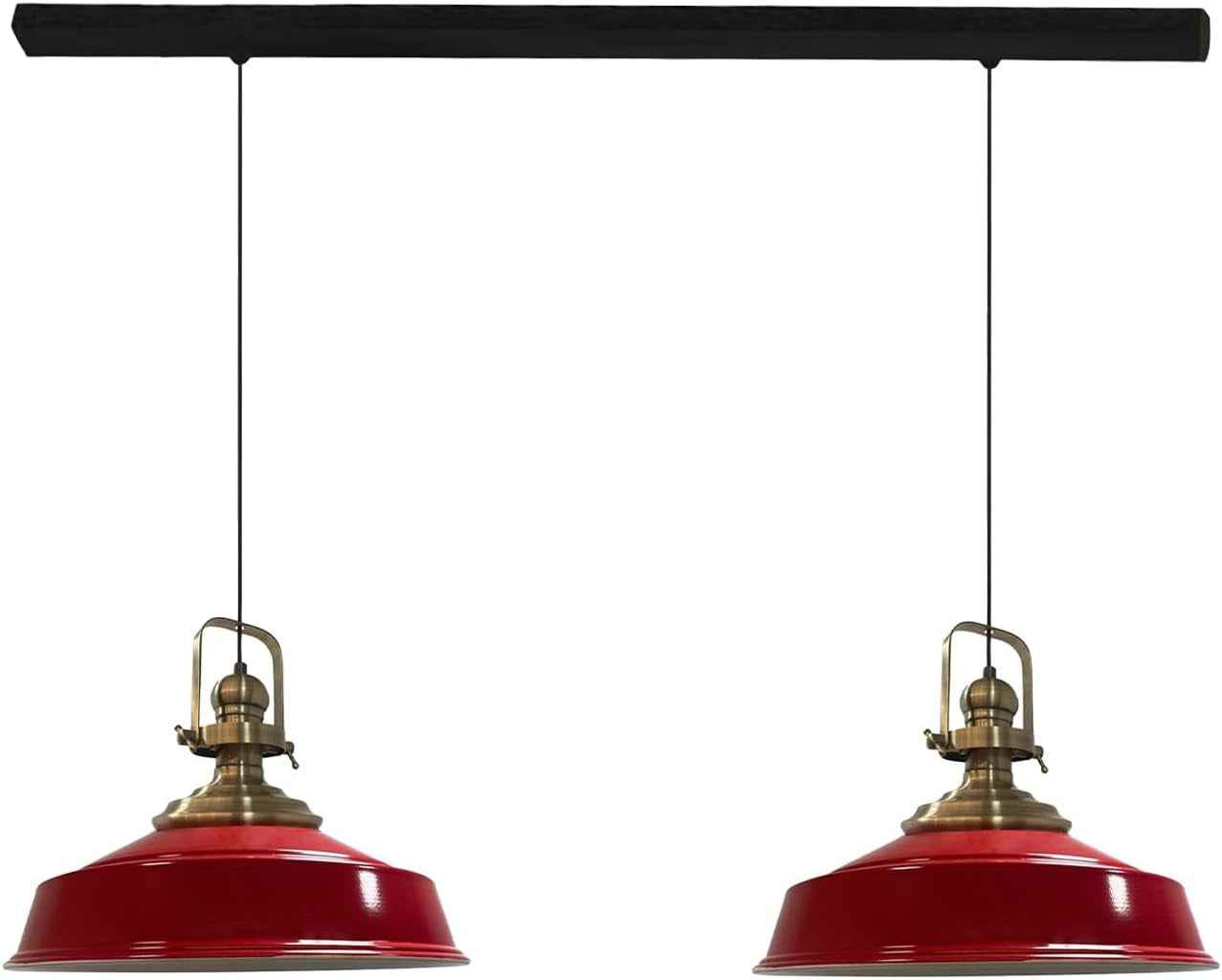 Asletl Suspension Luminaire Industrielle Rétro En Metal Lot De 2, Lustre De Salon Vintage, Éclairage De Plafond Pour Chambre, Cuisine, Lampe Suspendue, Rouge