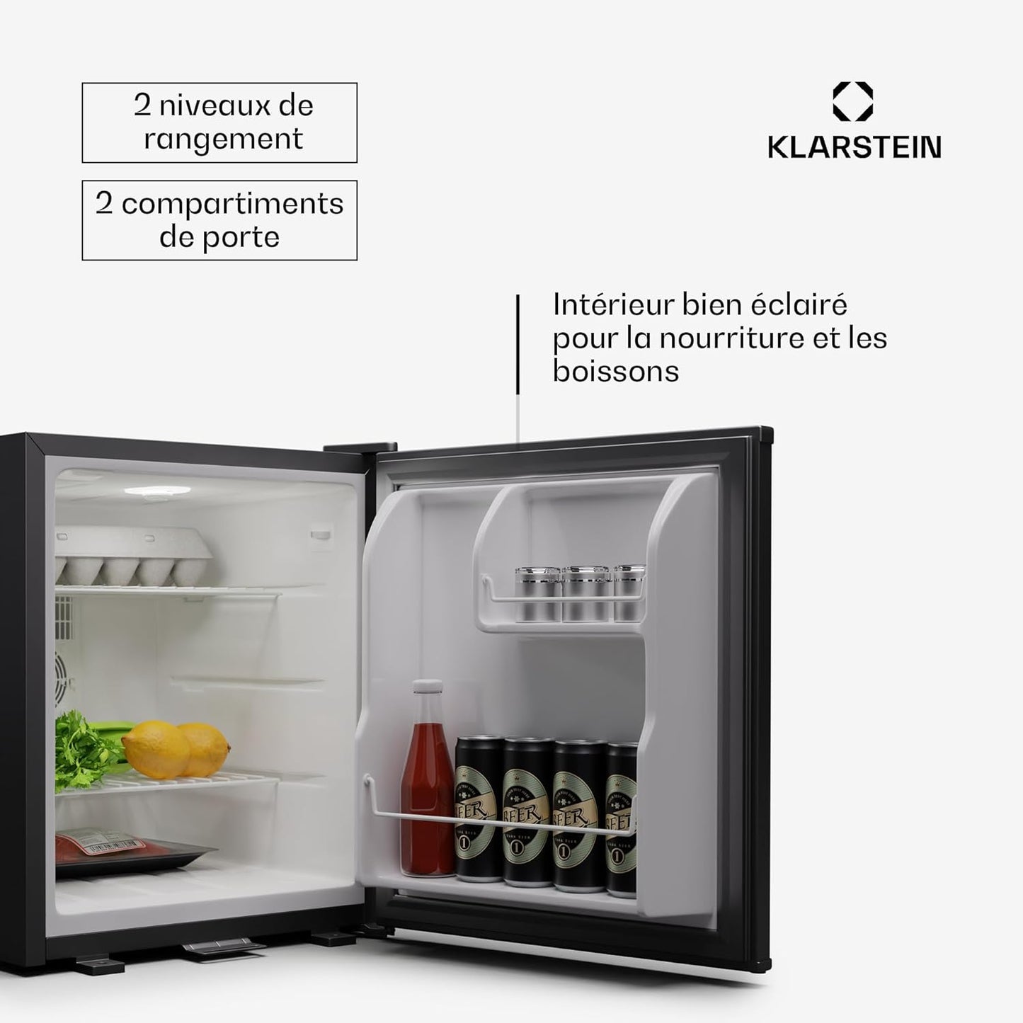 Mini Frigo Et Congelateur De Chambre De 44L, Snacks, Boissons, Petit Frigo Top Silencieux, Mini Bar, Petit Réfrigérateur Camping, Mini Frigo Cosmetique, Refrigerateur Avec Étagères Réglables
