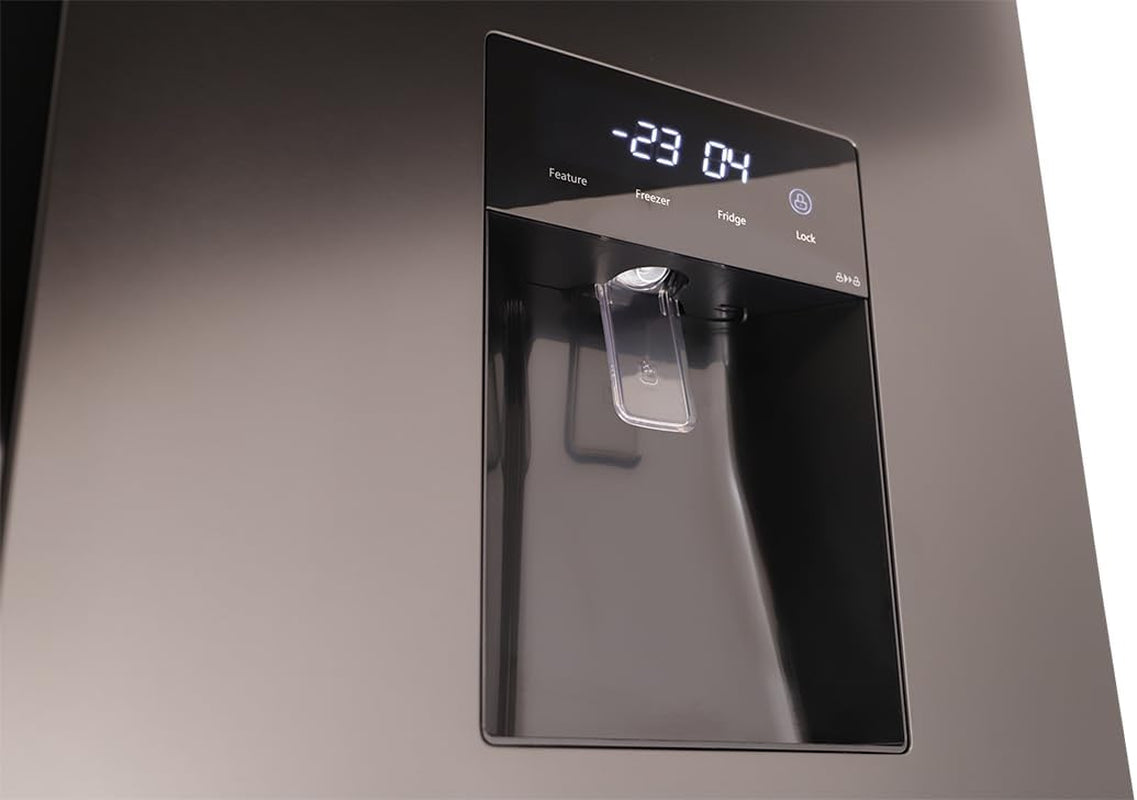 Respekta Réfrigérateur-Congélateur Côte À Côte Avec Distributeur D'Eau En Acier Noir AC178BSWS-18 / H:178 Cm, L:91 Cm/Compartiment Réfrigérateur De 326 L, Congélateur De 174 L, No Frost