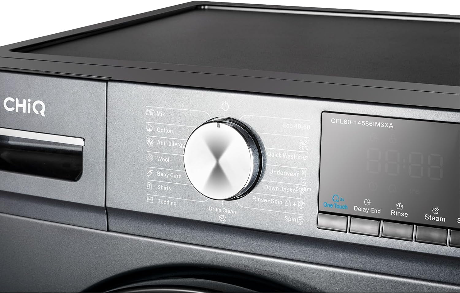 Lave-Linge CFL80-14586IM3XA, Chargement Frontal 8 Kg,Space Pro,Moteur Inverter Stable, 1400 Tr/Min, Programme Intelligent À IA, Fonction Vapeur, Lavage Rapide 15 Minutes, 15 Cycles Lavage, Gris