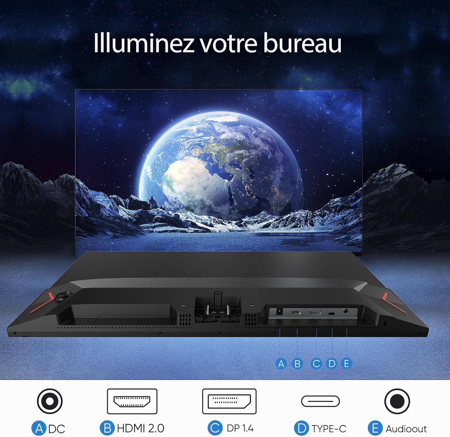 27 Pouces Écran PC Gaming 180Hz - 2K QHD 2560X1440 Ecran PC Gamer 1Ms IPS 115% Srgb Eye Care, Compatible G-Sync, Freesync, VESA Montable Avec Mural, Displayport1.4, HDMI 2.0, Type-C