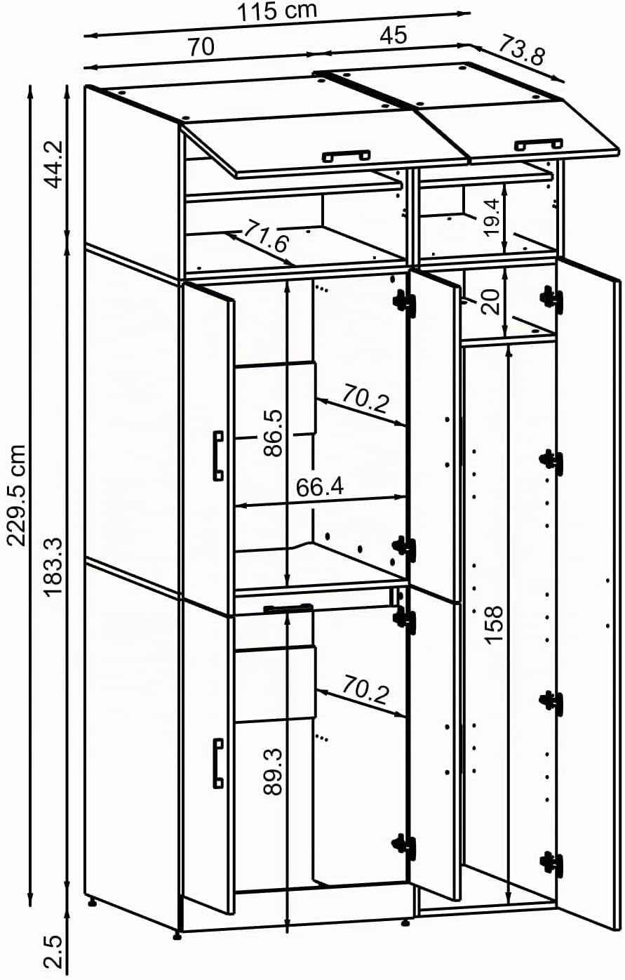 Dora - Armoire De Machine À Laver - Pour Sèche-Linge Et Machine À Laver - En 4 Couleurs - Avec Portes Et Panneau Coulissant - Blanc - Chêne