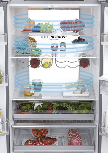 HFW7720EWMP Réfrigérateur Combiné - Pose Libre, 477L, My Zone Plus, Humidity Zone, Fontaine À Eau, Smart Home (Wi-Fi), Gris, Classe E