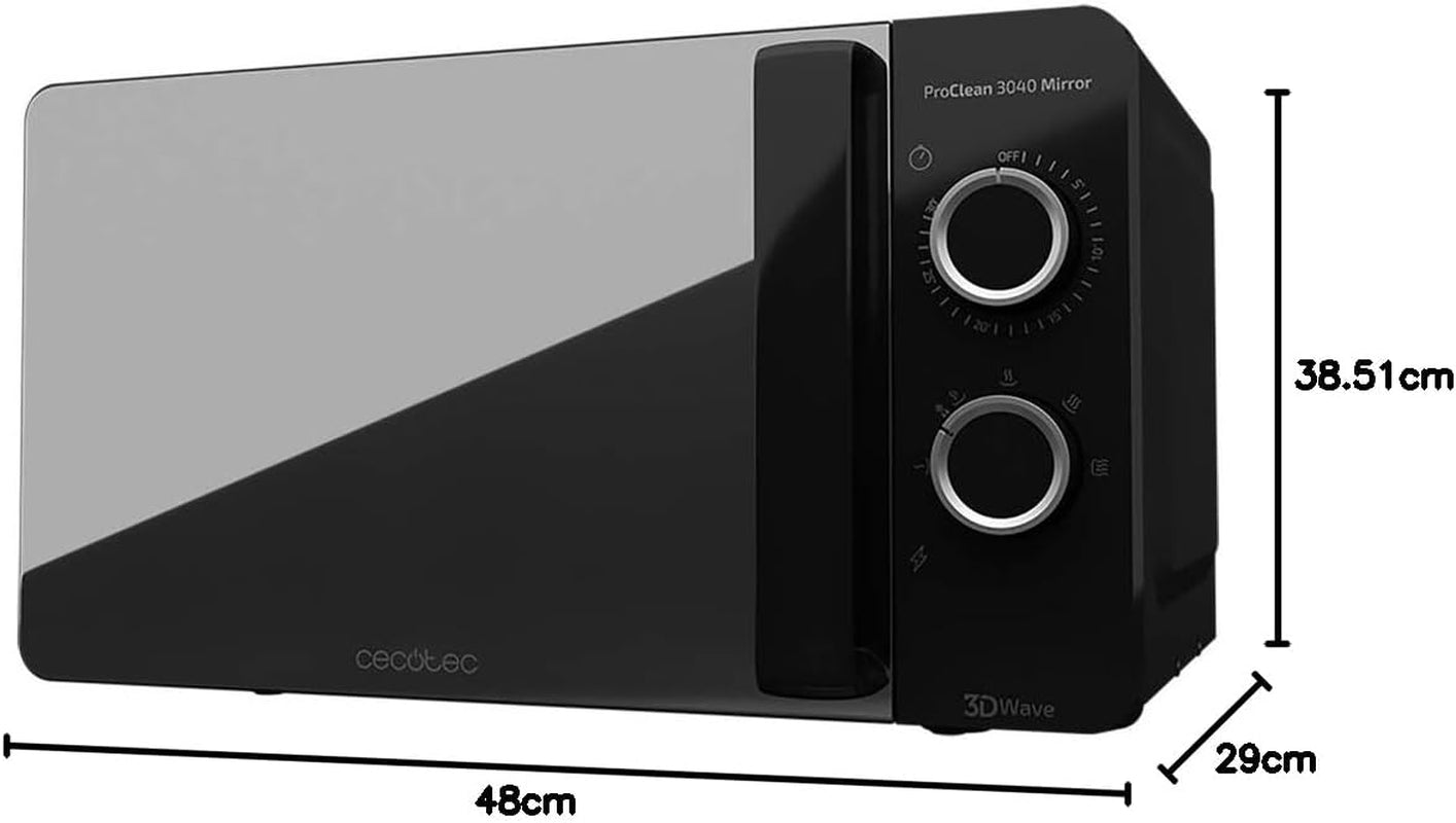 Micro-Ondes Proclean 3040. Capacité De 20 L, Revêtement Ready2Clean, 700 W De Puissance, 6 Niveaux De Fonctionnement, Minuterie 30 Minutes, Mode Décongeler, Finition Noir.
