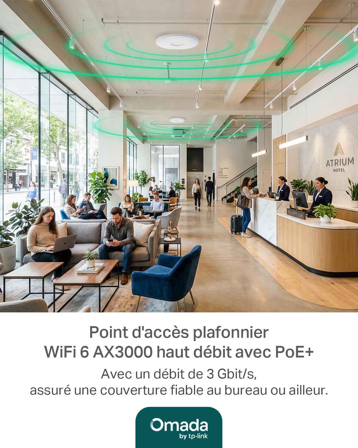 Omada Point D'Accès Wifi 6 Plafonnier AX3000 Mbps, EAP650 | Port Gigabit Poe+, Gestion Simplifiée via L'Application Omada, Omada Mesh, Idéal Pour Bureaux, Hôtels/Commerces