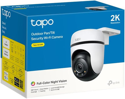 C510W 2K Caméra De Surveillance Wifi Extérieur 360°, Vision Nocturne Couleur, Détection De Personne Et Suivi De Mouvement, Étanche IP65, Alarme Sonore Personnalisable (Lot De 2)