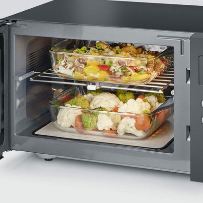 Micro-Ondes 2-En-1, Jusqu'À 1 000 W, Avec Fonction Gril, Fond Plat Céramique, Double Hauteur De Cuisson, Fonction Be-Silent, MW7763