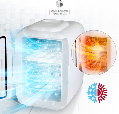 NETTA Mini Réfrigérateur Portable De 5 L Pour Boissons De Bière - Pour Chambre À Coucher, Caravane, Bureau - Avec Fonction De Refroidissement Et De Réchauffement - Portable - AC/DC - Blanc