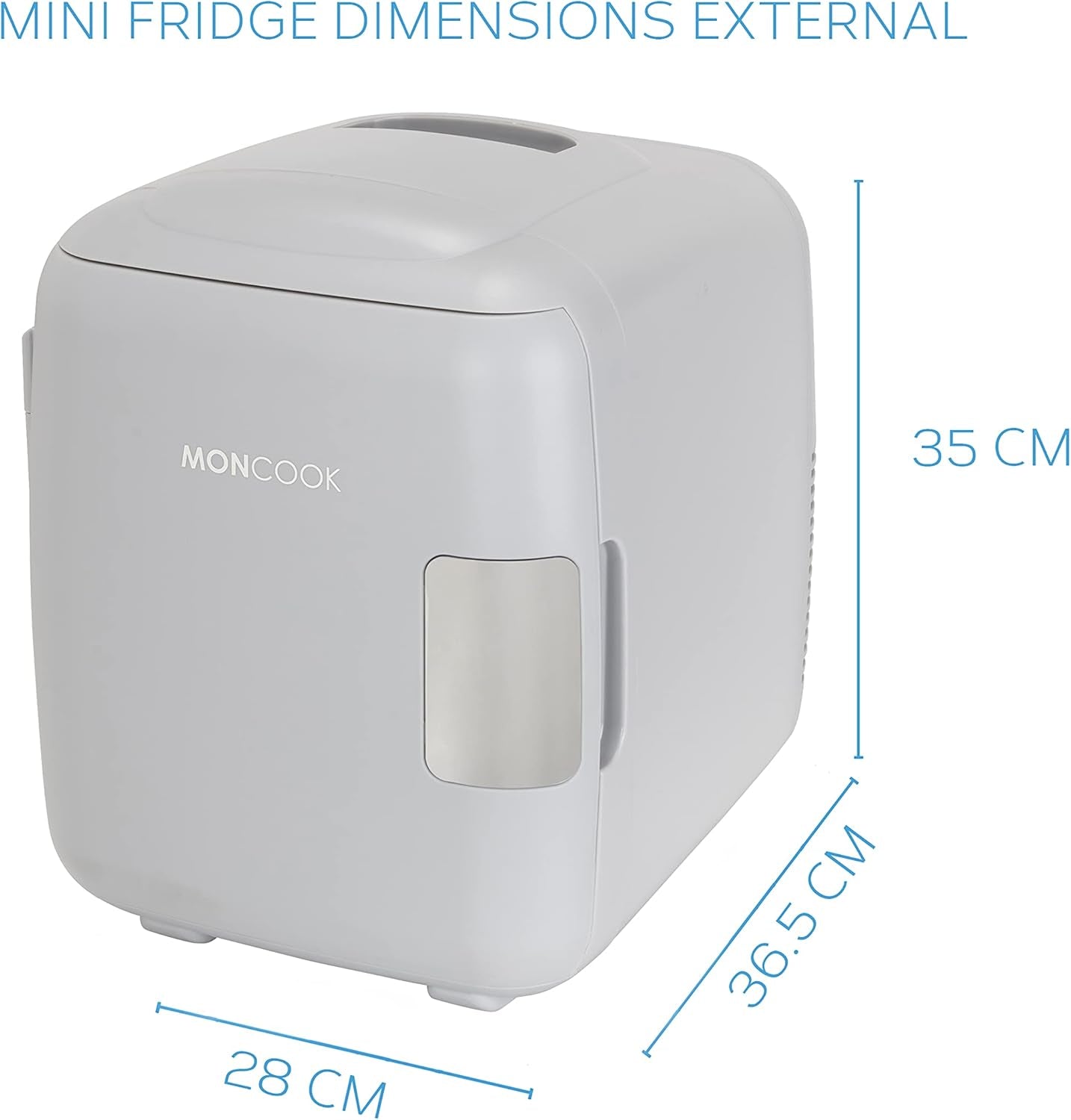 MONCOOK Mini Réfrigérateur - Mini Réfrigérateurs Portables Pour Les Soins De La Peau, La Médecine, La Nourriture Et Les Boissons - Fonction De Refroidissement Et De Réchauffement - 14L - Mono Gris