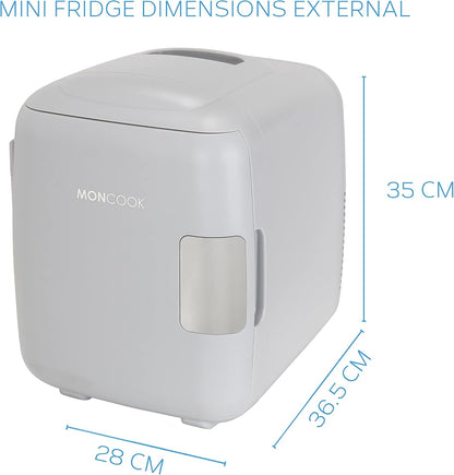 MONCOOK Mini Réfrigérateur - Mini Réfrigérateurs Portables Pour Les Soins De La Peau, La Médecine, La Nourriture Et Les Boissons - Fonction De Refroidissement Et De Réchauffement - 14L - Mono Gris