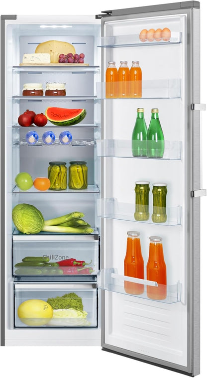 Amica VKS 358 150 E Vollraum-Kühlschrank, 60 Cm Breit, 370L, Holiday-Schaltung, Nofrost, Edelstahloptik
