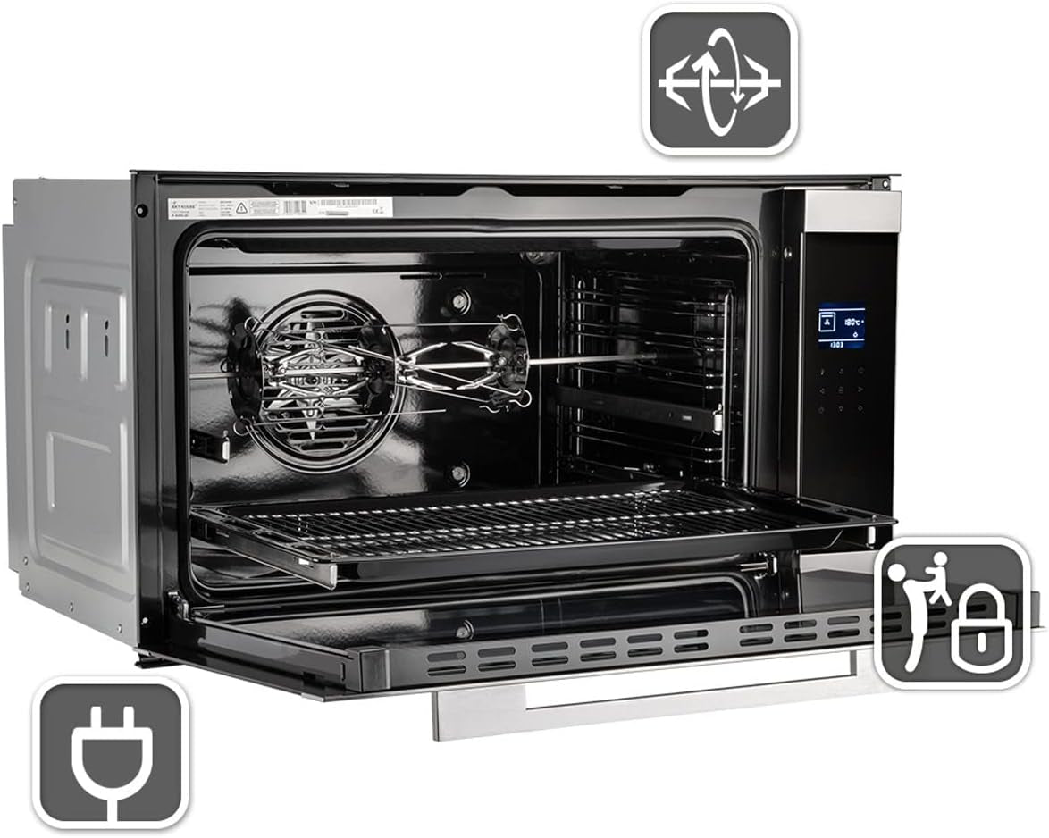 Four Encastrable 90 Cm / 96L / 3,4Kw / Rôtisserie/Fonction Pizza/Gril/Circulation De L'Air/Air Chaud/Tiroirs Télescopiques / EB9105ED