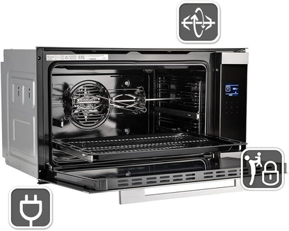 Four Encastrable 90 Cm / 96L / 3,4Kw / Rôtisserie/Fonction Pizza/Gril/Circulation De L'Air/Air Chaud/Tiroirs Télescopiques / EB9105ED