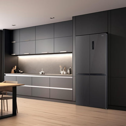 Réfrigérateur Américain Multiportes, Hauteur 182Cm, Profondeur 63Cm, Capacité Totale 415L, Température Care+, Contrôle De L'Humidité, Compresseur Smart Inverter, Inox Foncé, CCD415NEI4E