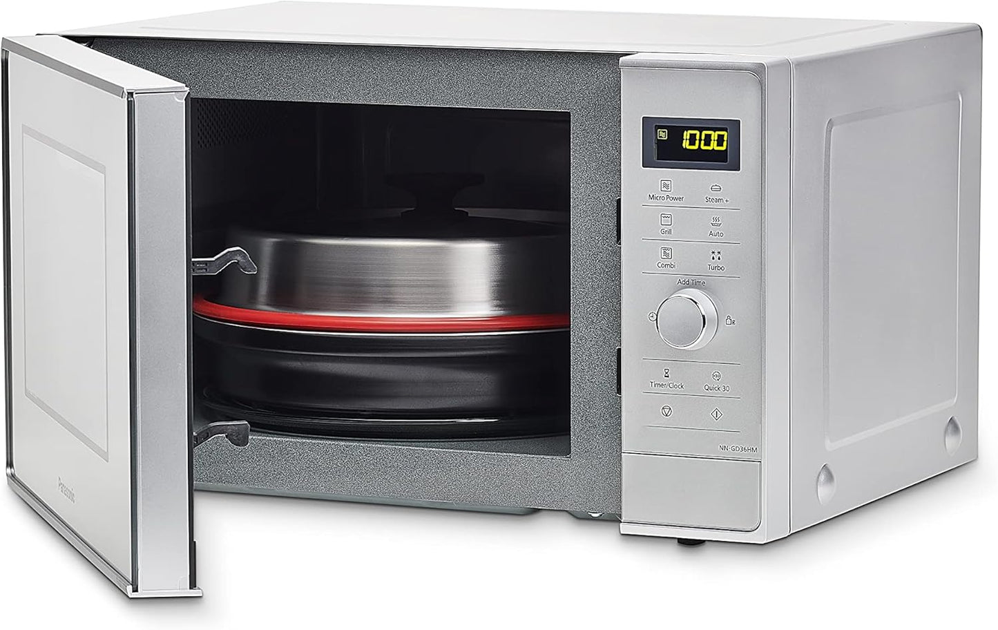 NN-GD36HMSUG | Four Micro-Ondes Gril 2 En 1, 23 L, Technologie Inverter, Gril Quartz 1000 W, Micro-Ondes 1000 W, Moule Vapeur, 17 Programmes, Plateau Tournant 28,5 Cm, Argent – Version FR