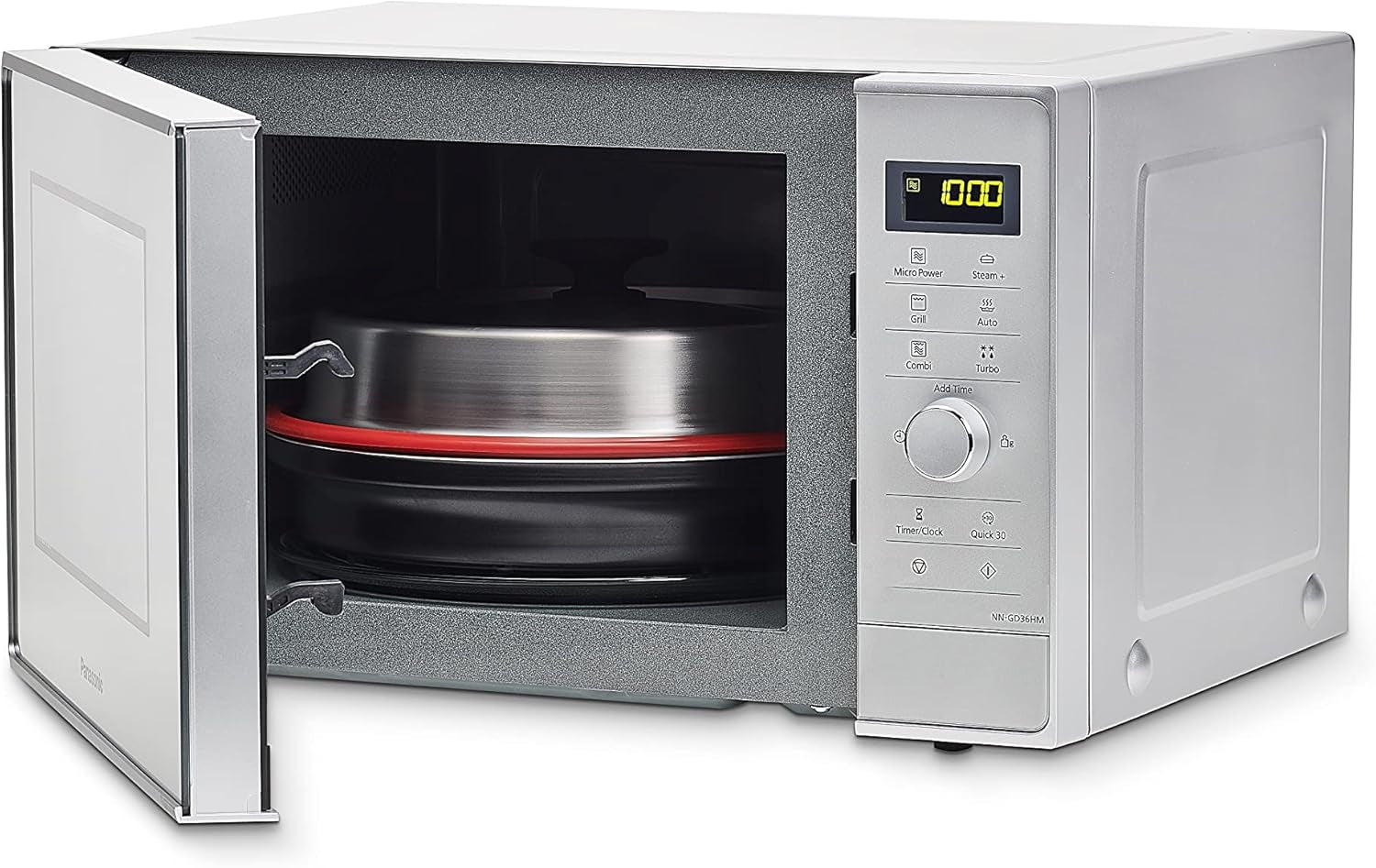 NN-GD36HMSUG | Four Micro-Ondes Gril 2 En 1, 23 L, Technologie Inverter, Gril Quartz 1000 W, Micro-Ondes 1000 W, Moule Vapeur, 17 Programmes, Plateau Tournant 28,5 Cm, Argent – Version FR