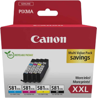Canon CLI-581XXL Multipack Cartouches D'Encre D'Origine | Encre Canon Authentique - Noir plus Cyan, Magenta Et Jaune - Pour PIXMA TR8550, TR7550, TS6150, TS6151, TS8150 Et plus !