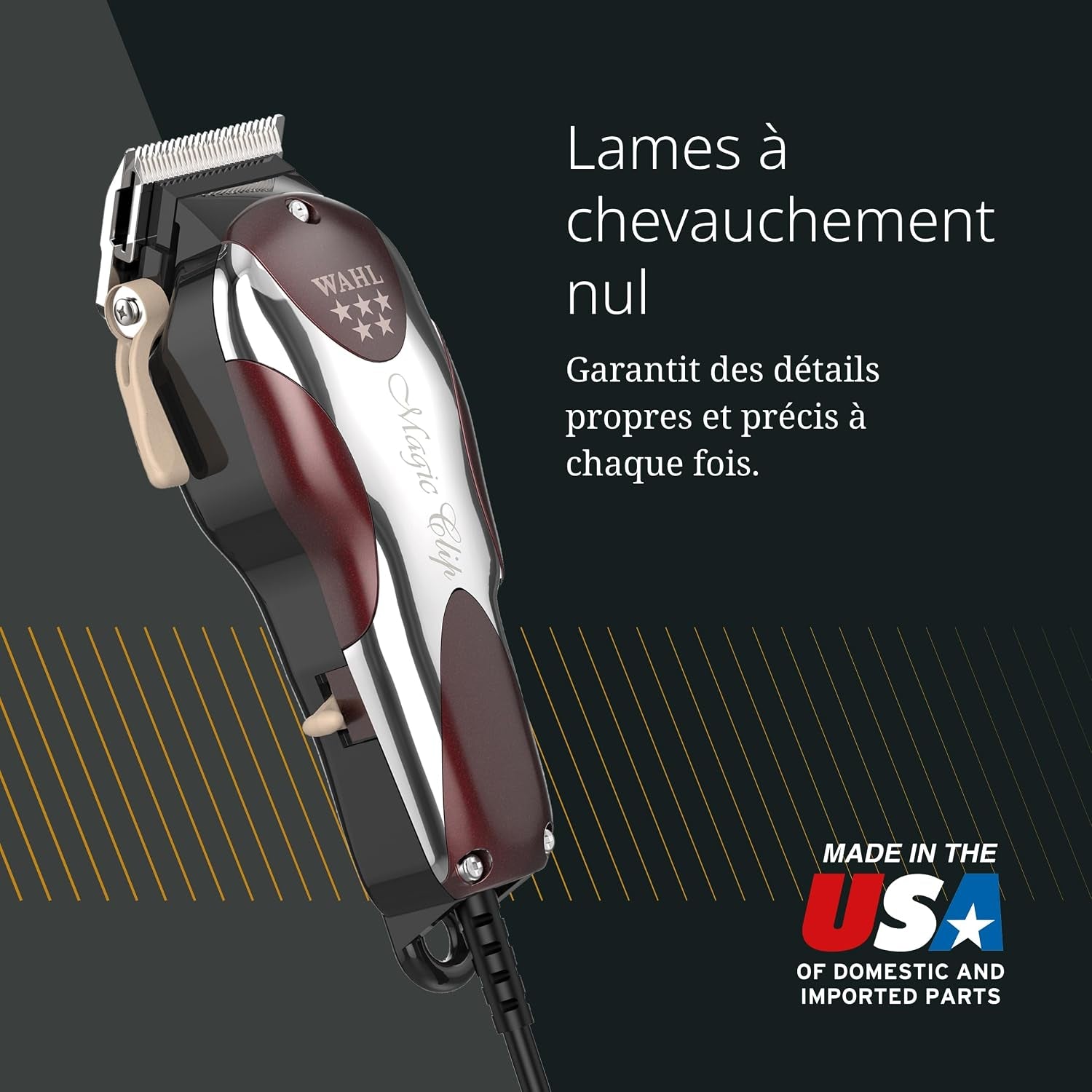 Magic Clip, Tondeuse Filaire Pour Fondus Et Détails | Tondeuse Filaire, Moteur V5000 Haute Performance, Longueur Réglable 0,5 À 1,2 Mm, 8 Peignes, Pour Fondus Précis