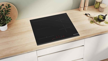 Bosch PVS63KHC1E Série 6 - Plaque Induction, Zone Combi-Induction | 60 Cm, Noir, 4 Foyers, Home Connect, Directselect, Ajustement Automatique De La Hotte, Timer Avec Fonction Arrêt