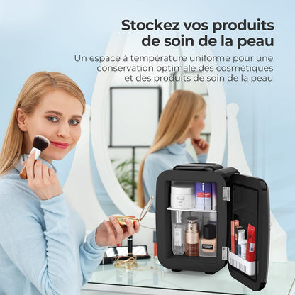 Tiastar Mini Frigo Portable, 4 Litres /6 Boîtes Boissons & Soin De La Peau Mini Petit Frigo Pour Chambre, Voiture, Bureau, Deux Vitesses - Refroidisseur Et Réchauffeur (Noir)