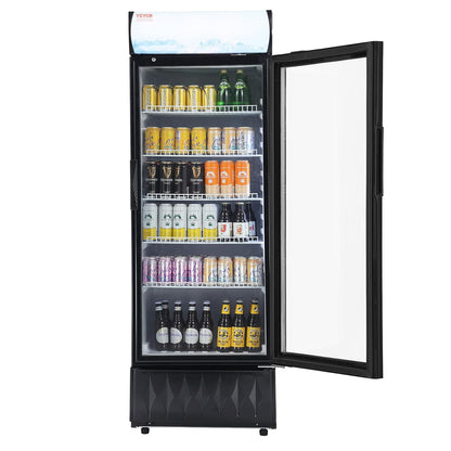 Réfrigerateur À Boissons Commercial 345 L Frigo Vitrine Température 0-10 ℃Armoire À Boisson Réfrigérée Avec 5 Étagères Réglables Et Caisson Lumineux Personnalisable Pour Magasin Supermarché Bar